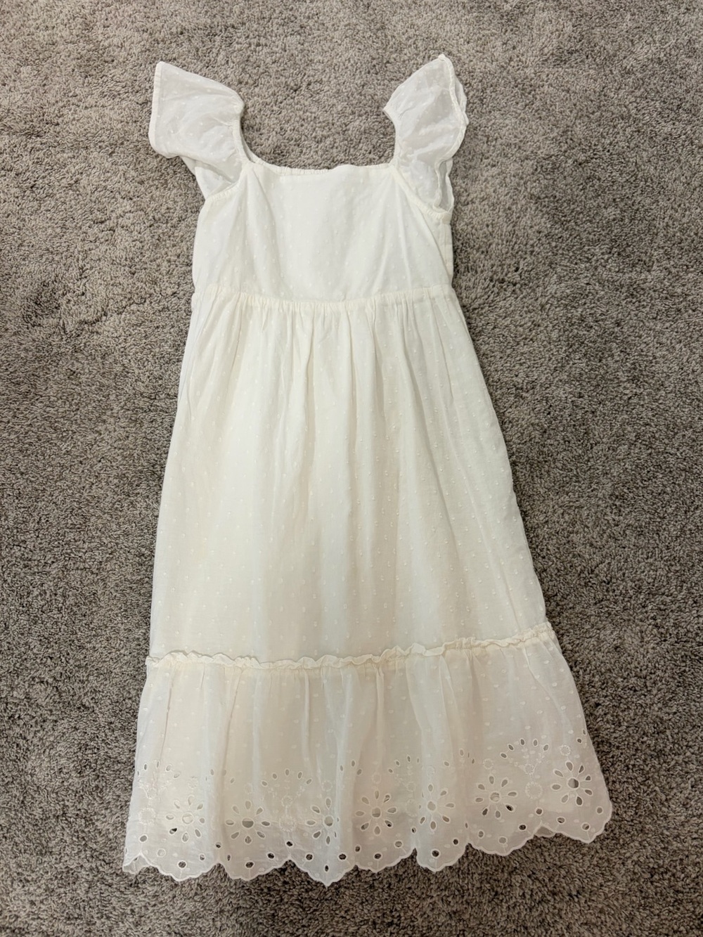 Classic White Eyelet Ruffle Dress
